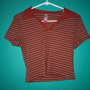 white and orange stripped crop top